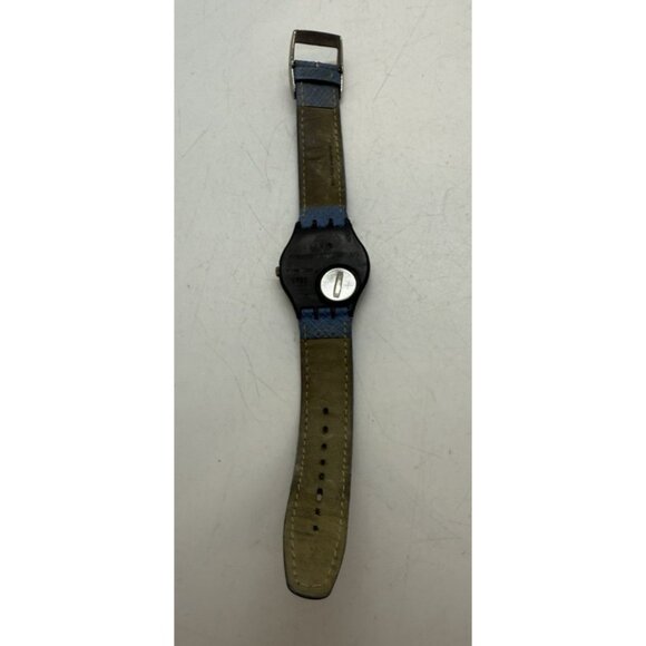Vtg Swatch Men's Watch ALEXANDER GX123 Swiss Made Quartz Blue Leather Band - Picture 4 of 7